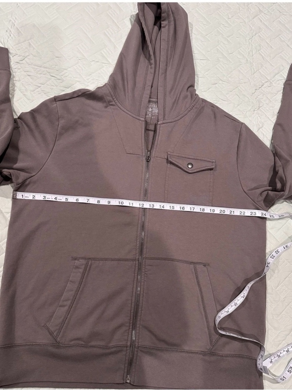 Converse Men's Charcoal Gray Zip-Up Hoodie Sweater - Picture 6 of 6
